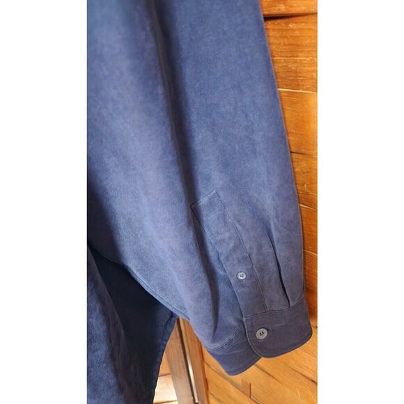 Knights Bridge Mens Size 2X XXL Long Sleeve Navy Blue Button Down Shirt Jacket - Picture 4 of 5